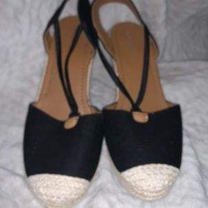 Black summer wedge sandal